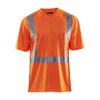 T-Shirt haute visibilité col V anti-UV anti-odeur Orange fluo