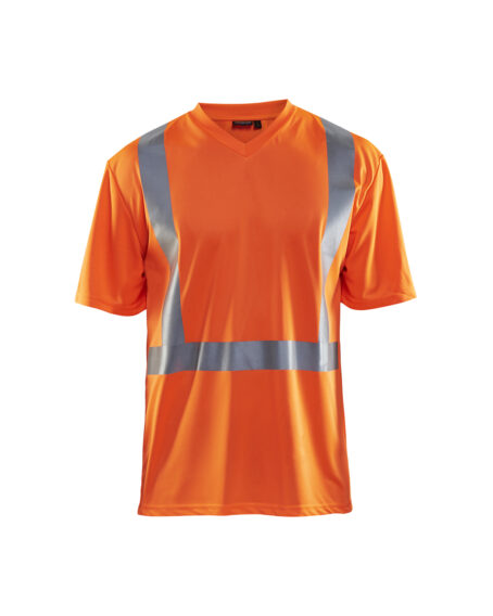 T-Shirt haute visibilité col V anti-UV anti-odeur Orange fluo