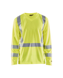 T-Shirt manches longues haute visibilité col V anti-UV anti-odeur Jaune fluo