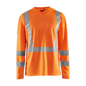 T-Shirt manches longues haute visibilité col V anti-UV anti-odeur Orange fluo