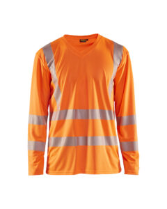 T-shirt manches longues col V haute visibilité anti-UV Orange fluo