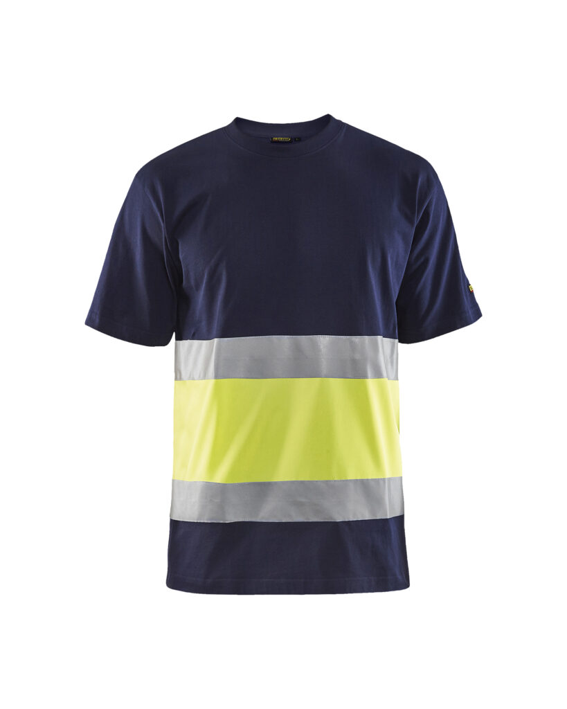 T-shirt haute visibilité Marine/Jaune fluo