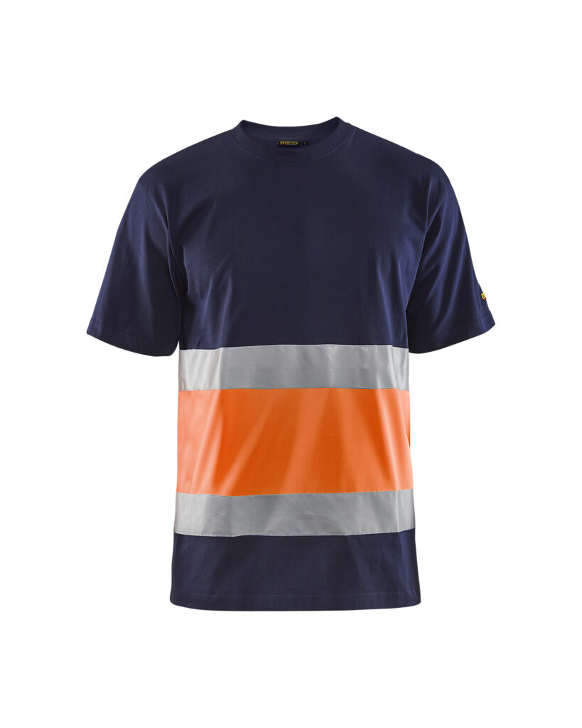 T-shirt haute visibilité Marine/Orange fluo