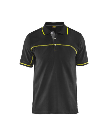 Polo bicolore Noir/Jaune fluo