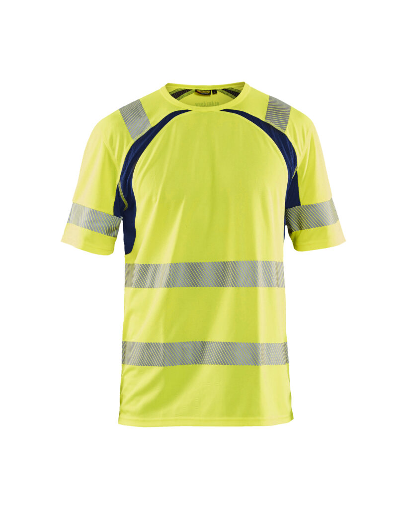 T-shirt anti-UV haute-visibilité Jaune fluo/Marine