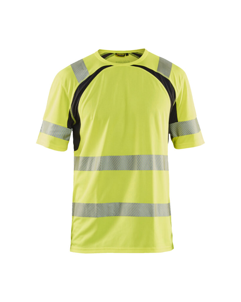 T-shirt anti-UV haute-visibilité Jaune fluo/Noir