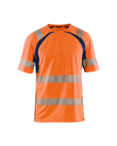 T-shirt anti-UV haute-visibilité Orange fluo/Marine