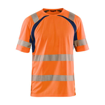 T-shirt anti-UV haute-visibilité Orange fluo/Marine