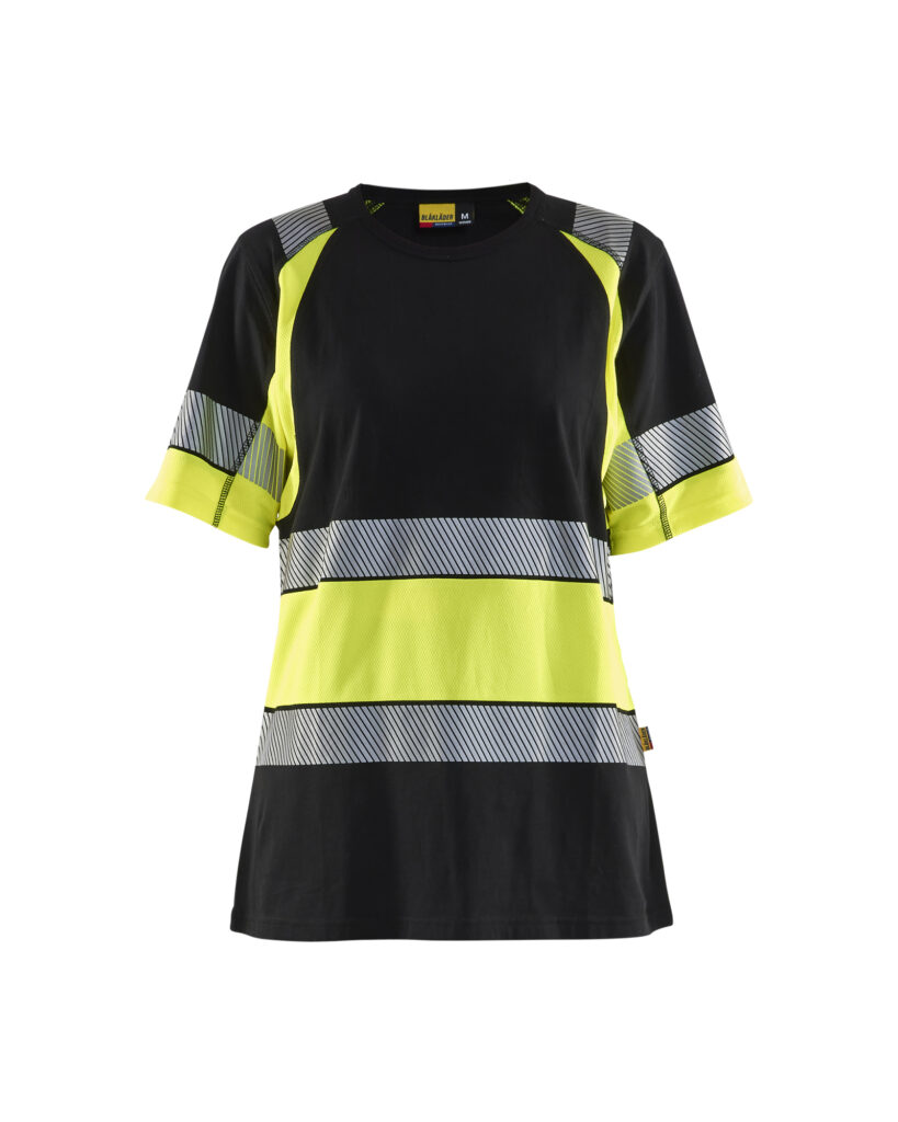 Hivis T-shirt two col class 1 Ladies Noir/Jaune