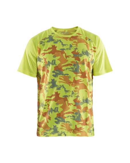 T-shirt camouflage Jaune fluo/Gris clair