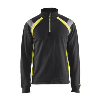 Sweat col camionneur détails fluo Noir/Jaune fluo