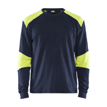 T-shirt manches longues retardant flamme inhérent Marine/Jaune fluo