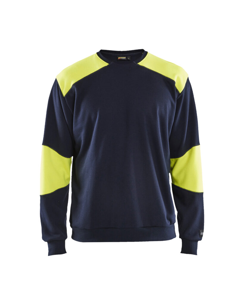 Sweat retardant flamme Marine/Jaune fluo