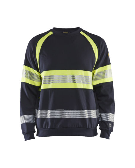 Sweat multinormes Marine/Jaune fluo