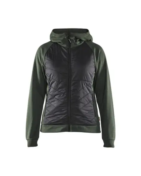Sweatshirt with quilt at front Women Autumn green/Black