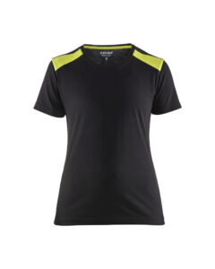 T-shirt femme Noir/Jaune fluo