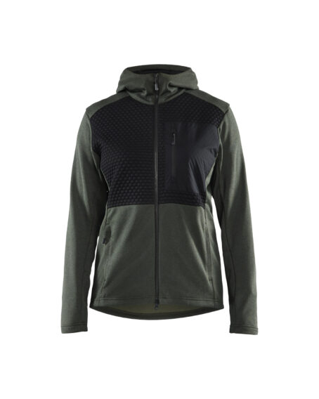 Hoodie full zip Women Autumn green/Black