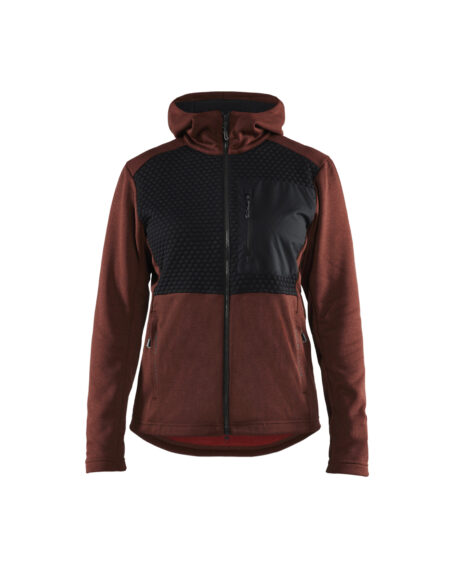 Hoodie full zip Women Burned Red/Black