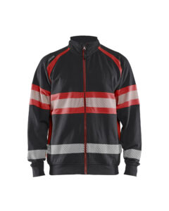 Hi-Vis sweatshirt full-zip Noir/Rouge fluo