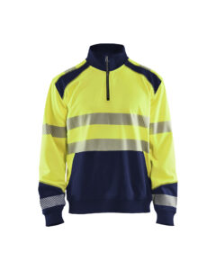 Sweat col camionneur haute-visibilité Jaune fluo/Marine