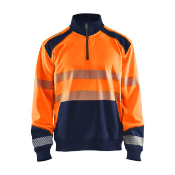 Sweat col camionneur haute-visibilité Orange fluo/Marine