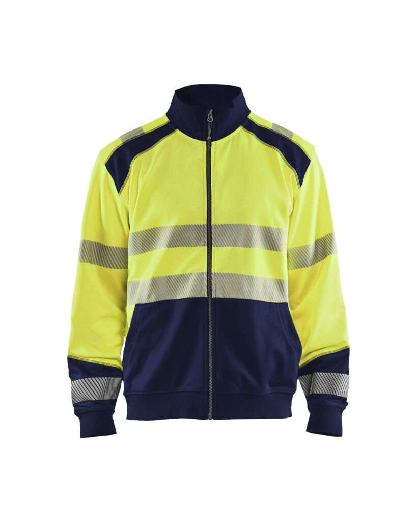 Sweat zippé haute-visibilité Jaune fluo/Marine