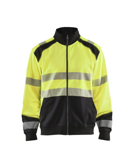 Sweat zippé haute-visibilité Jaune fluo/Noir