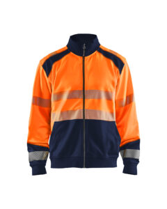 Sweat zippé haute-visibilité Orange fluo/Marine