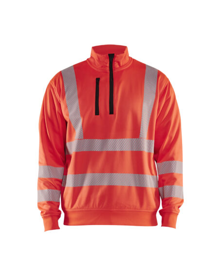 Sweat col zippé haute-visibilité Rouge fluo