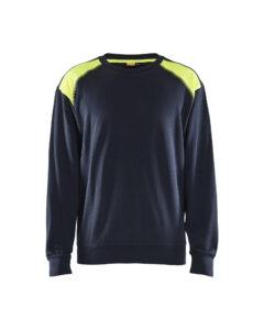 Sweater Round-neck Two-tone DK Navy/ Hv Yellow