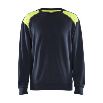 Sweater Round-neck Two-tone DK Navy/ Hv Yellow