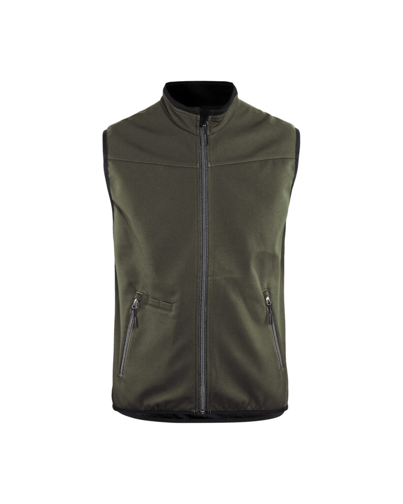 Gilet softshell sans manches +stretch Vert Kaki/Noir