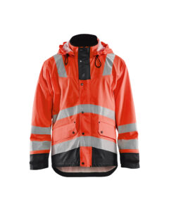 Veste de pluie HV Niveau 2 Rouge fluo/Noir