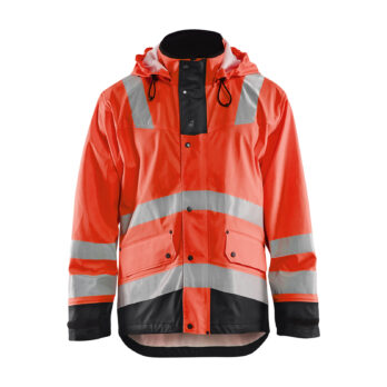 Veste de pluie HV Niveau 2 Rouge fluo/Noir