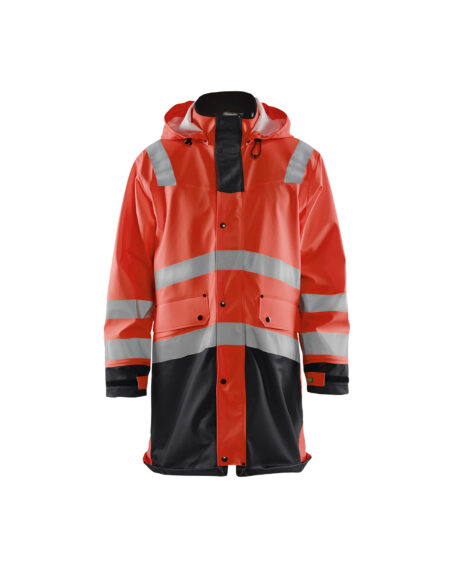 Manteau de pluie HV Niveau 2 Rouge fluo/Noir