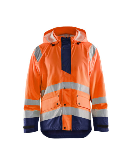 Veste de pluie HV niveau 1 Orange fluo/Marine