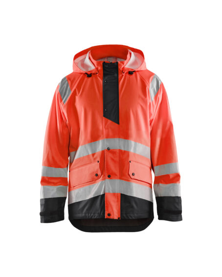 Veste de pluie HV niveau 1 Rouge fluo/Noir