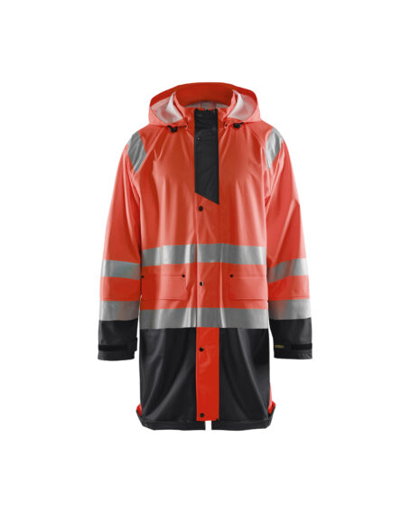 Veste de pluie HV NIVEAU 1 Rouge fluo/Noir