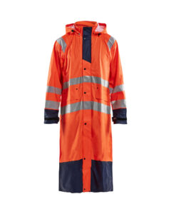 Manteau de pluie HV niveau 1 Orange fluo/Marine