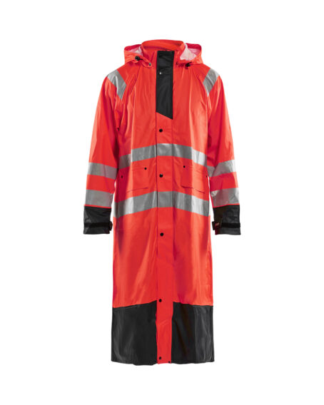 Manteau de pluie HV niveau 1 Rouge fluo/Noir