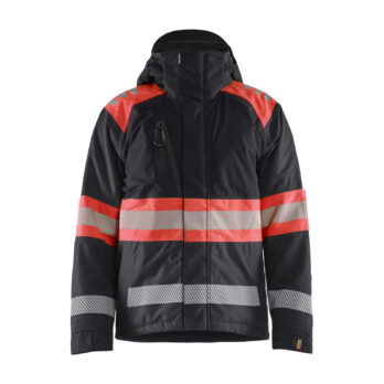 Hi-Vis winter jacket class1 Noir/Rouge fluo