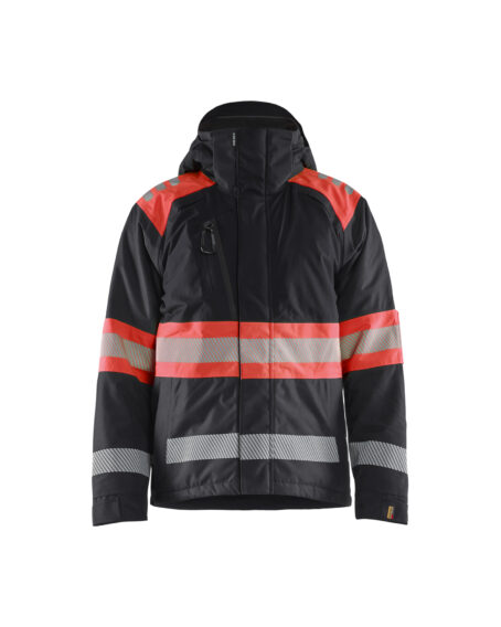 Hi-Vis winter jacket class1 Noir/Rouge fluo