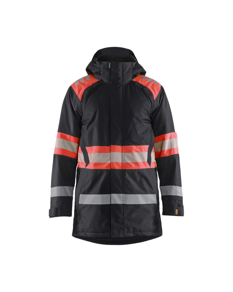 Hi-Vis Winter Parka Class1 Noir/Rouge fluo