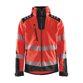 Veste Softshell haute-visibilité Rouge fluo/Noir