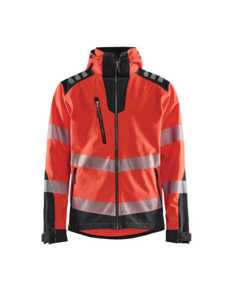 Veste Softshell haute-visibilité Rouge fluo/Noir