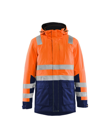 Parka hiver haute-visibilité Orange fluo/Marine