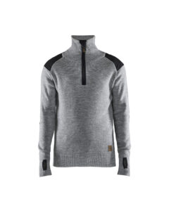 Sweat en laine col zippé Gris chiné/Gris foncé