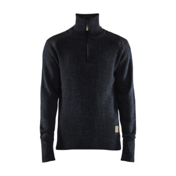 Sweat en laine col zippé Gris Foncé/Noir