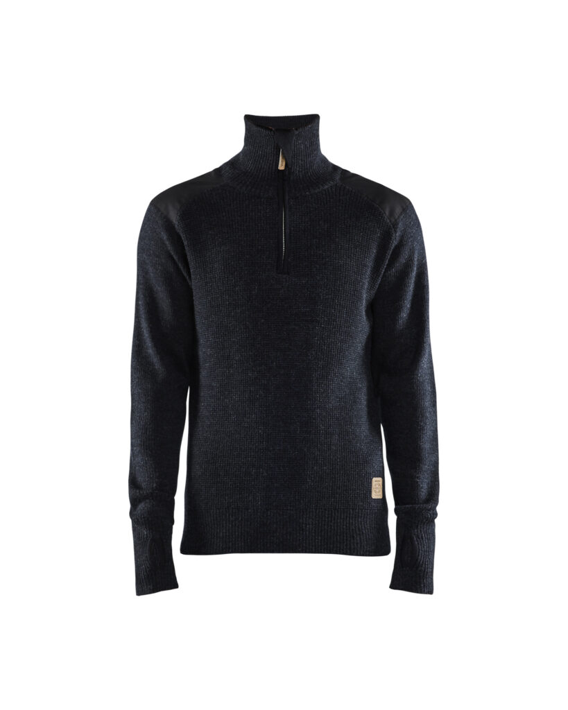 Sweat en laine col zippé Gris Foncé/Noir