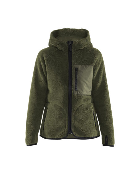 Ladies Pile hoodie Autumn green